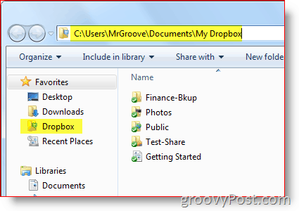 Calea Dropbox pentru Windows Explorer
