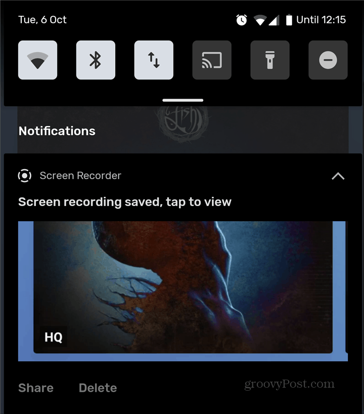 Ștergere partajare înregistrare Android Screen Recorder