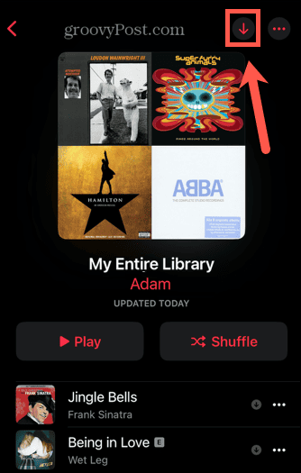 pictograma săgeată Apple Music