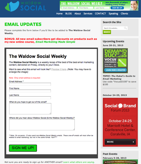 actualizări de e-mail sociale waldow
