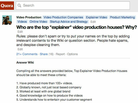 lista caselor de producție video explicative pe quora