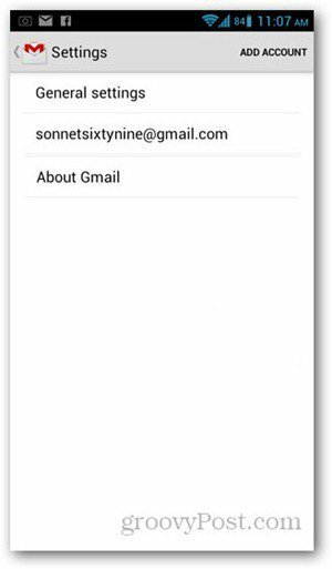 Cont de adăugare Android gmail