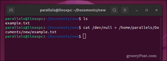 Goliți un fișier în Linux folosind comanda cat