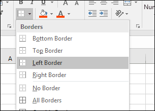 Excel-create-stânga frontieră