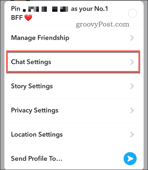 Deschideți setările de chat Snapchat