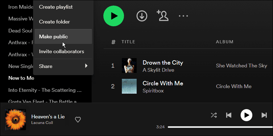 Faceți o listă de redare privată pe Spotify