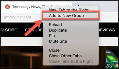 Adăugarea unei file la un nou grup de file din Chrome