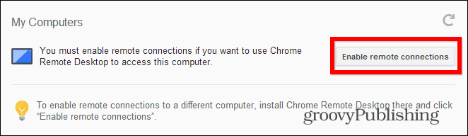 PC-ul desktop de la distanță Chrome începe