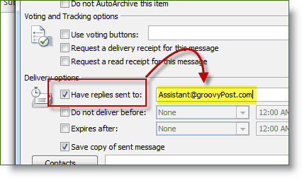 Bifează caseta de validare răspuns la Microsoft Office 2010