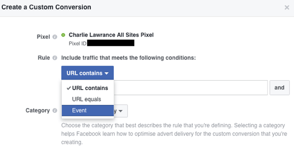 Creați conversii personalizate bazate pe evenimente în Managerul dvs. Facebook Ads.