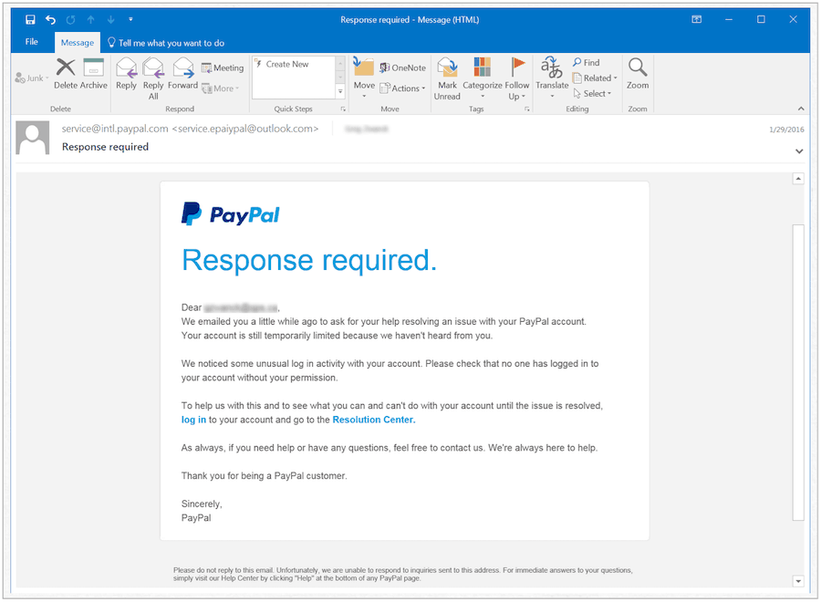Aviz fals PayPal