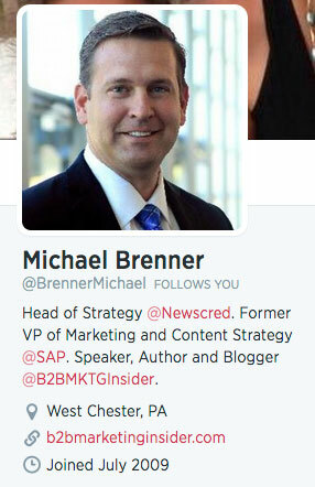 biografia profilului twitter al lui Michael Brenner