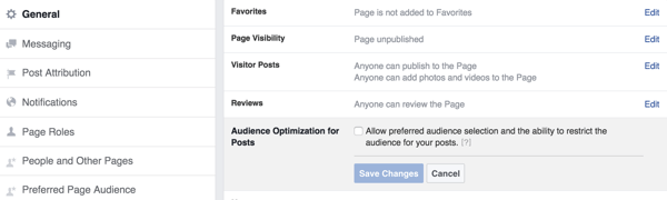 optimizarea publicului pe Facebook pentru postări