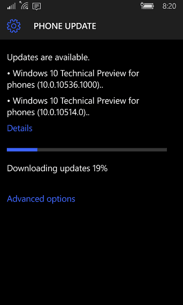 Actualizări pentru telefoane Windows 10