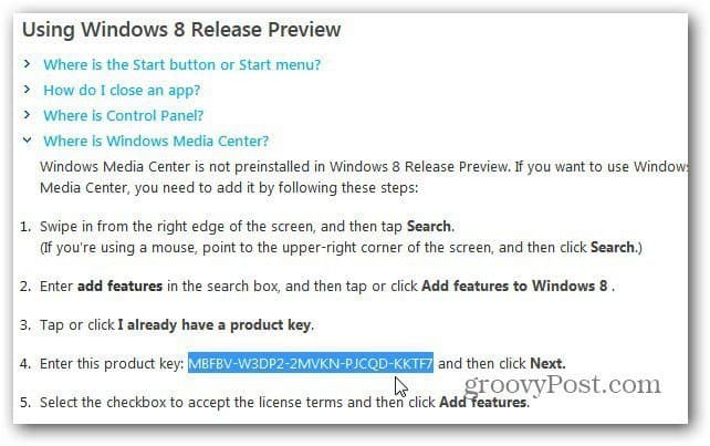 Instalați Windows Media Center în Windows 8 Release Preview