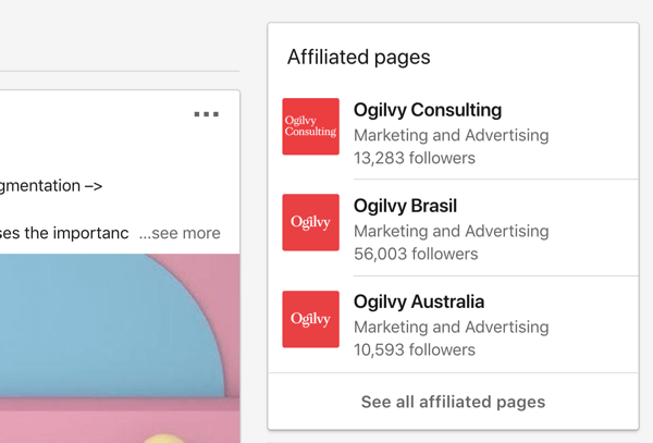 Paginile companiei afiliate LinkedIn a lui Ogilvy.