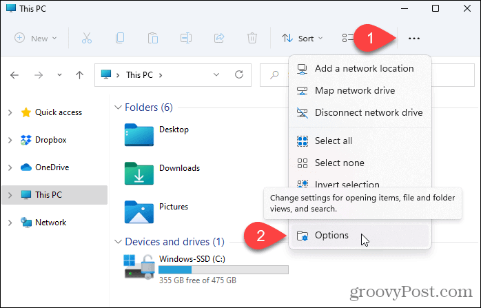 Deschideți Opțiuni în File Explorer