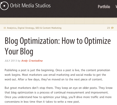optimizarea blogului orbitează media