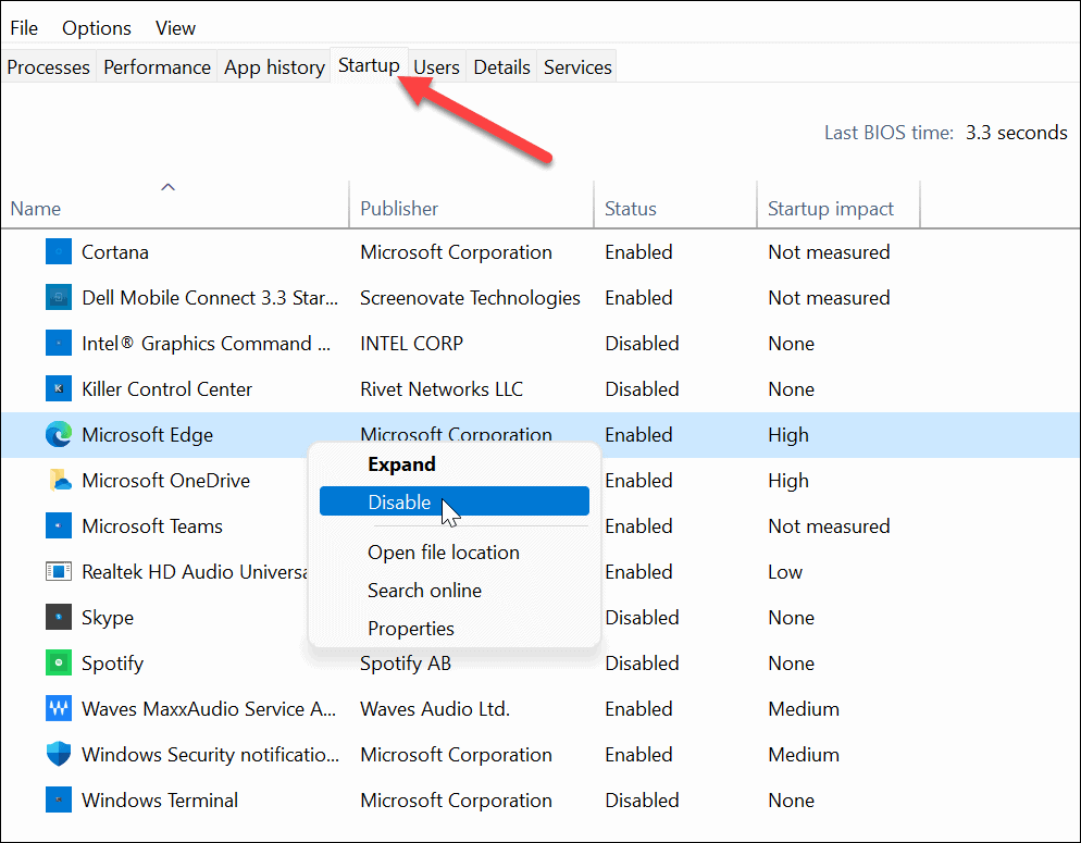 dezactivați managerul de activități a aplicațiilor de pornire Windows 11