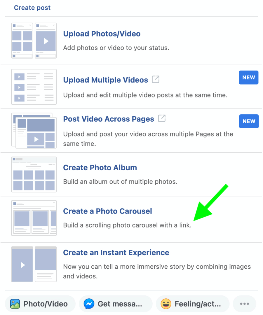 imagine despre cum să creați o postare pe carusel Facebook în Business Manager, Pasul 2
