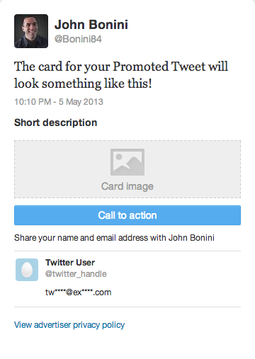 card pentru tweet promovat
