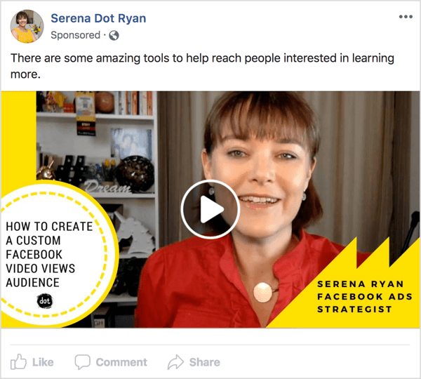 Arătați publicului dvs. un anunț video Facebook pentru ceva ce aveți sau faceți, care le rezolvă problema. 