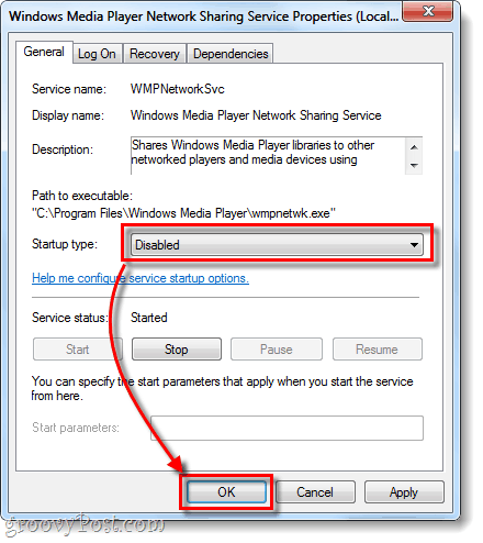 Windows Media Player tip de pornire dezactivat
