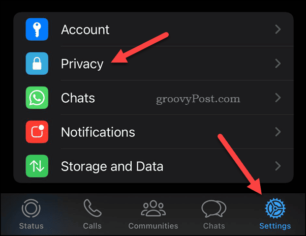 Deschideți setările de confidențialitate WhatsApp pe iPhone