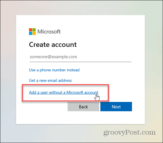 utilizator fără cont Microsoft