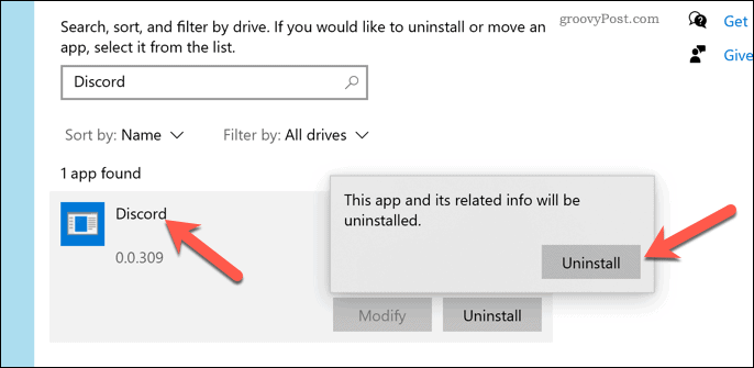 Eliminarea Discord din Windows 10