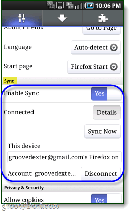 firefox sincronizat cu telefonul Android