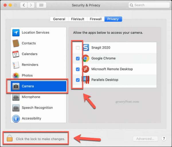 Aplicații cu acces la cameră pe macOS