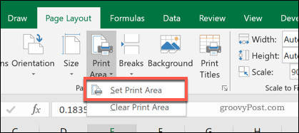 Setarea zonei de imprimare Excel