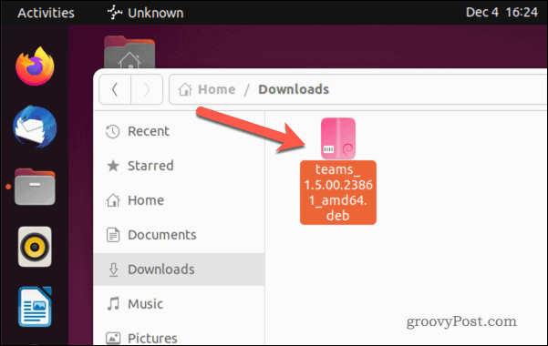 Deschideți fișierul de instalare Microsoft Teams pe Ubuntu