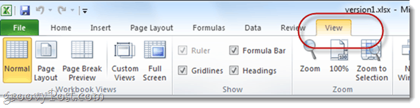 vezi opțiunile Excel foile de calcul Office 2010