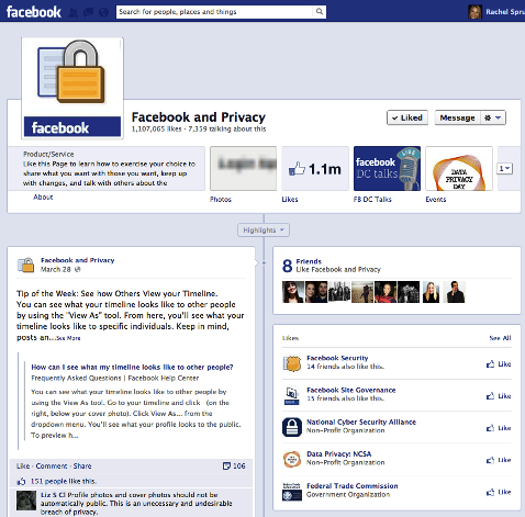 Facebook și pagina de confidențialitate