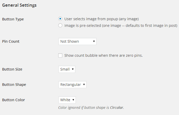 Butonul Pinterest Pin It oferă o gamă largă de opțiuni de personalizare.