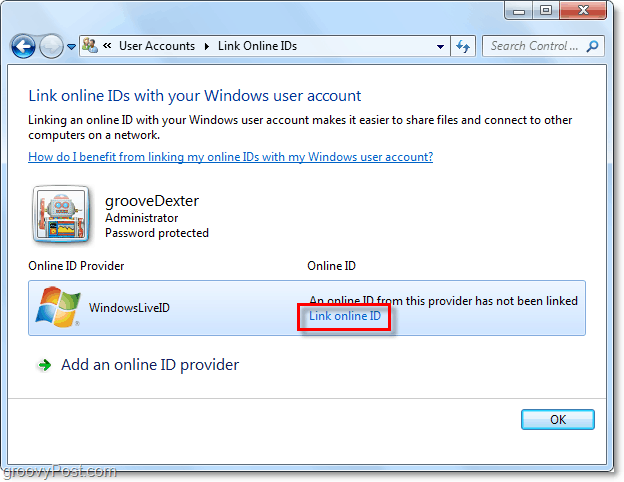 conectați ID-ul Windows Live la contul Windows 7