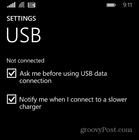 Setări USB pentru telefon Windows