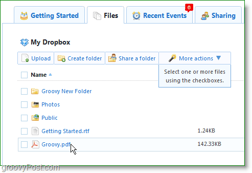Captura de ecran Dropbox - gestionați contul dvs. Dropbox online