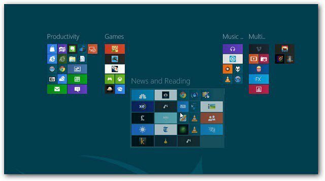 Windows 8: Creați grupuri de plăci pe ecranul de pornire