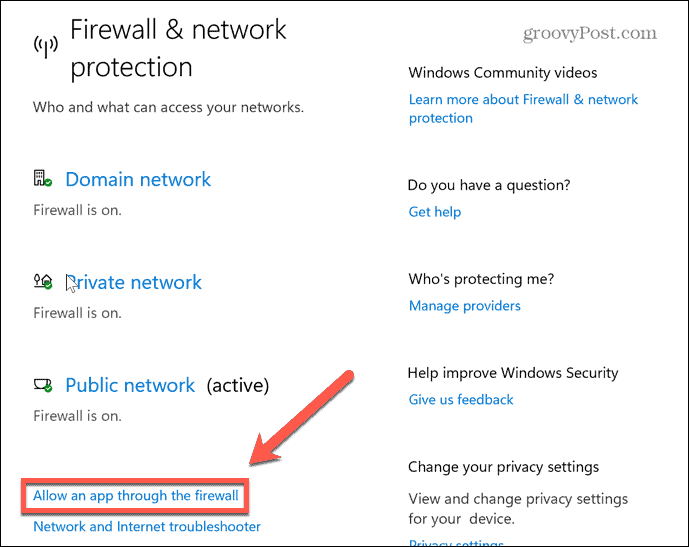 Windows 11 permite firewall-ul aplicației