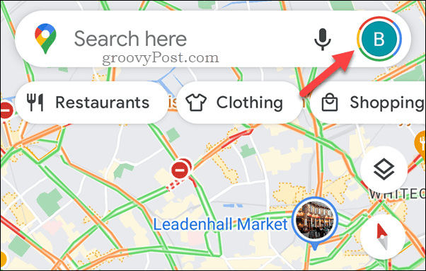 Atingeți pictograma de profil Google Maps