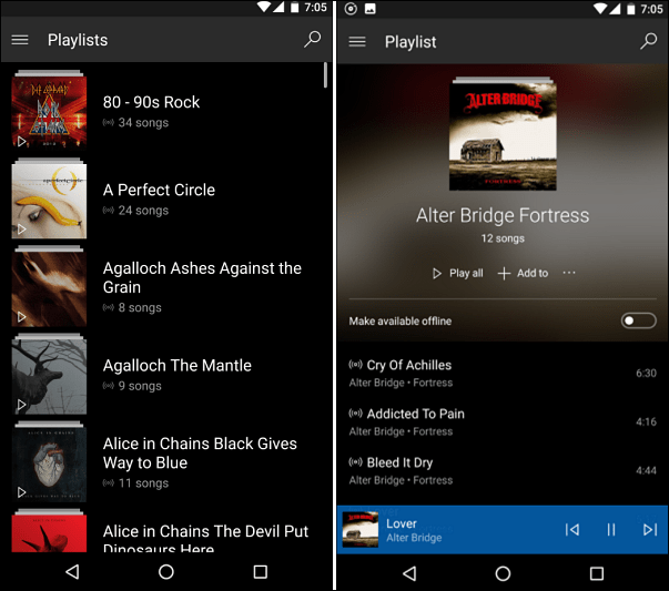 Groove Music pe Android