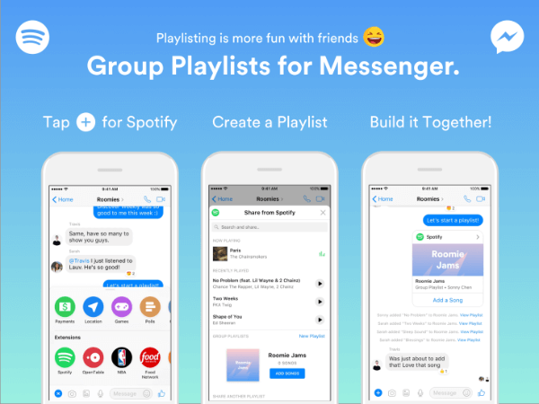 Spotify a extins funcționalitatea din botul său Messenger pentru a permite grupurilor să creeze playlisturi direct din aplicația Messenger.