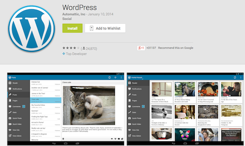aplicația wordpress