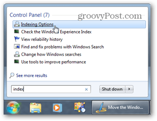 Windows 7 începe căutarea în meniu