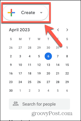 Google Calendar creați captură de ecran cu butonul