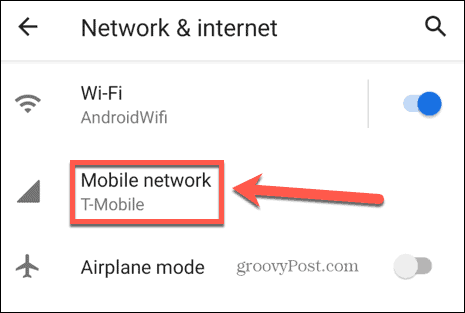 setările rețelei mobile Android
