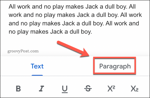 Formatarea textului prin paragraf în Google Docs